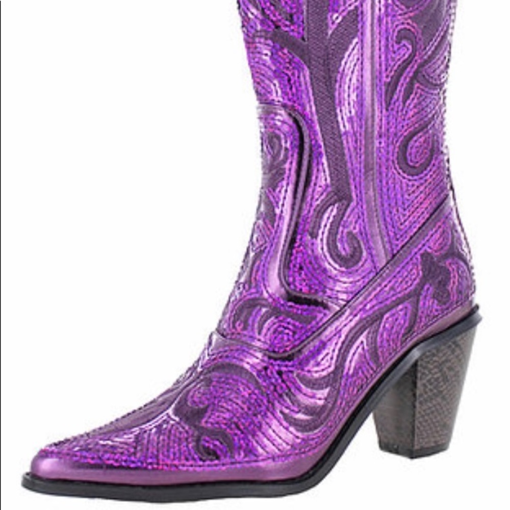 LAST PAIR Size 6 ONLY Purple Sparkly Cowboy Cowgirl Bling Boots